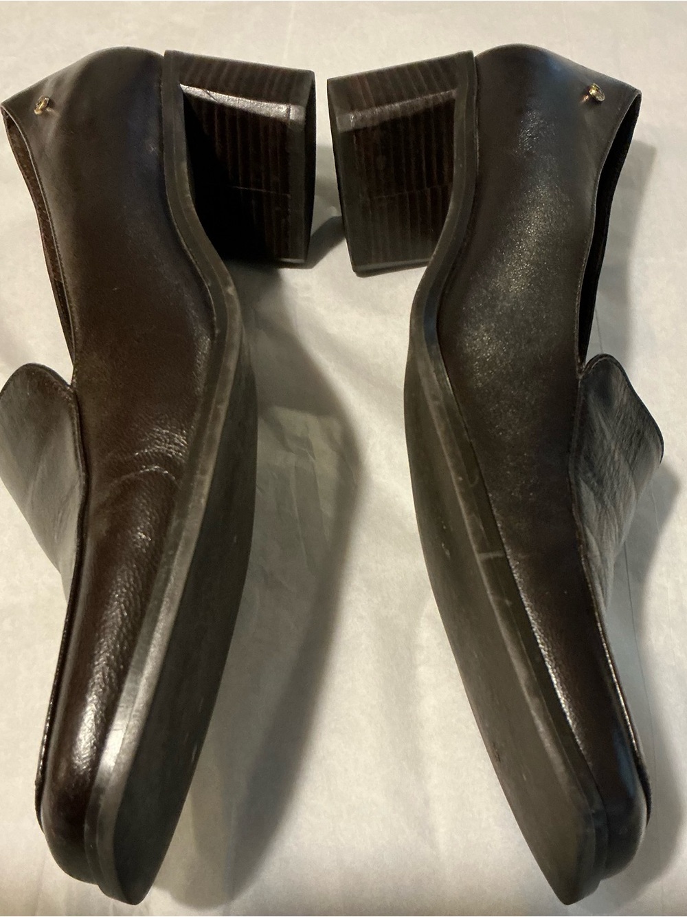 Etienne Aigner Brazil Rich Brown Leather Block Heel Pumps Square Toe Preppy 8.5 - Picture 6 of 13